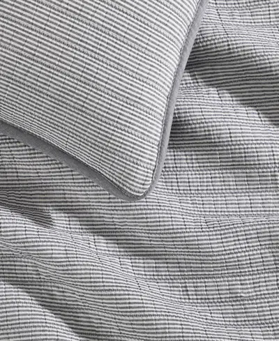 Tommy Hilfiger Ithaca Stripe Cotton Reversible 2-pc. Quilt Set, Twin In White,core Navy