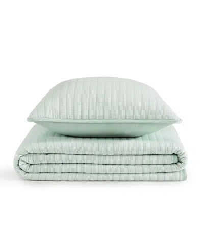 Tommy Hilfiger Ithaca Stripe Cotton Reversible 3-pc. Quilt Set, Full/queen In Meadow Green