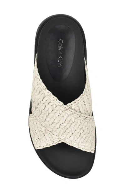 Calvin Klein Women's Pacen Woven Crisscross Flat Sandals In White