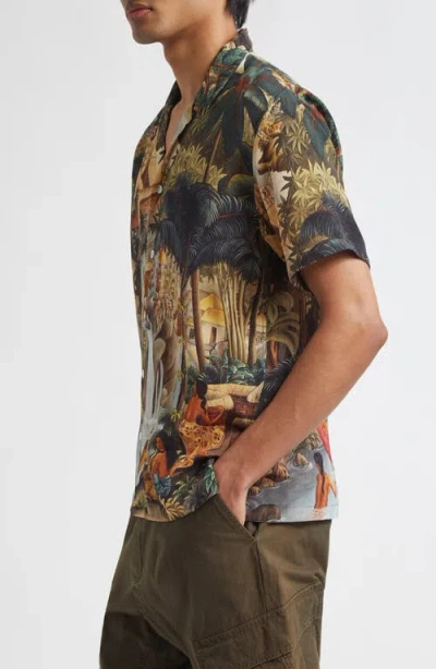 Endless Joy Champuhan Silk Satin Button-up Shirt In Multi