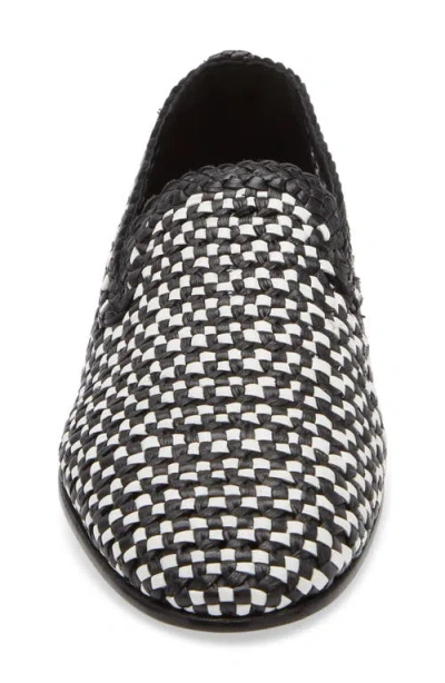 Dolce & Gabbana Woven Two-tone Leather Loafers In White/black
