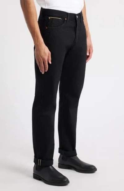 Edwin Straight Leg Jeans In Black Wet