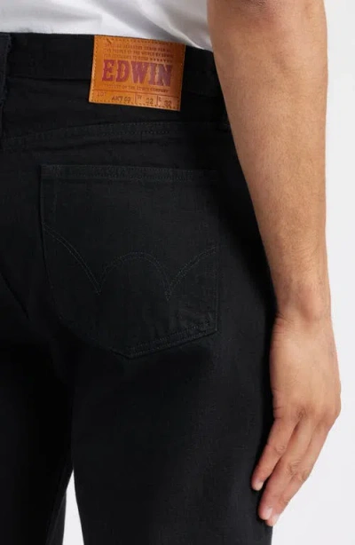 Edwin Straight Leg Jeans In Black Wet