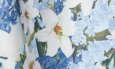 Sachin & Babi Rori Tiered Floral-print Mikado Gown In Sky Blue Star Lillies
