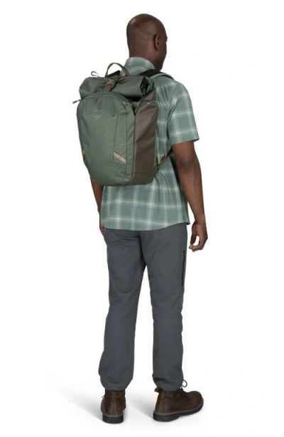 Osprey Roll-top Grid-pattern Backpack In Pine Leaf/earl Grey