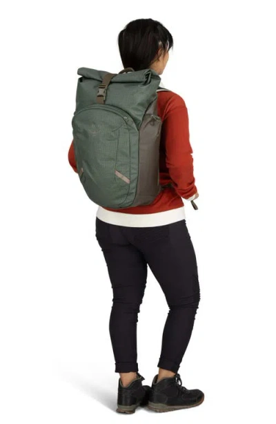 Osprey Roll-top Grid-pattern Backpack In Pine Leaf/earl Grey