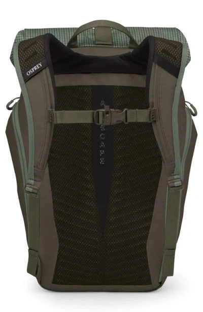 Osprey Roll-top Grid-pattern Backpack In Pine Leaf/earl Grey