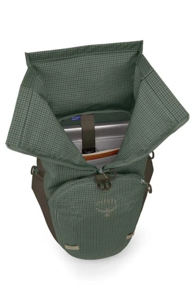 Osprey Roll-top Grid-pattern Backpack In Pine Leaf/earl Grey