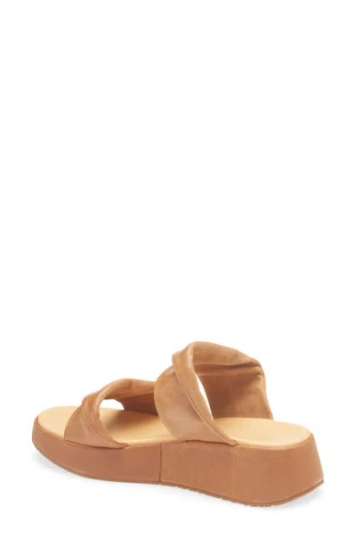 Chocolat Blu Essa Platform Wedge Slide Sandal In Camel Leather