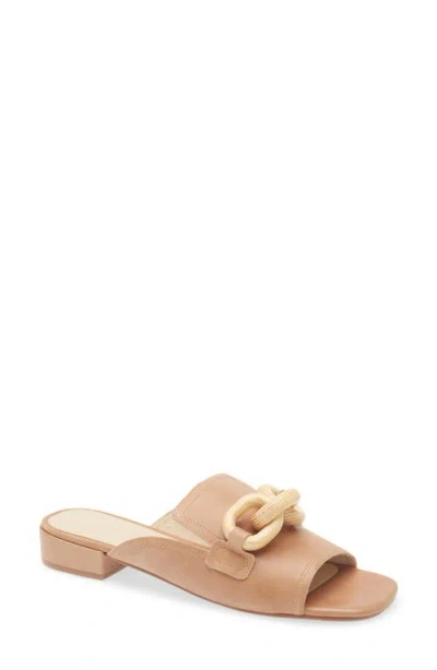 Chocolat Blu Bell Slide Sandal In Camel Leather