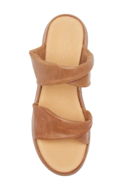 Chocolat Blu Essa Platform Wedge Slide Sandal In Camel Leather