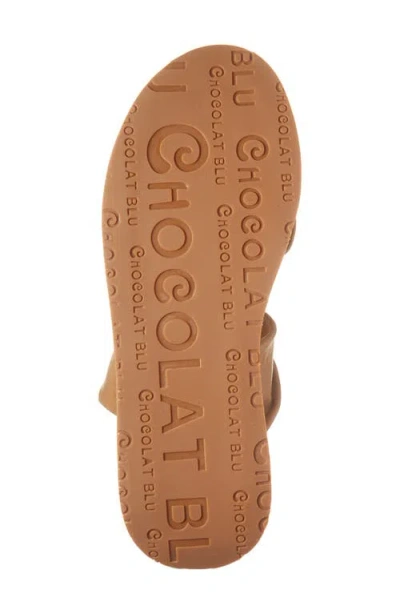 Chocolat Blu Essa Platform Wedge Slide Sandal In Camel Leather