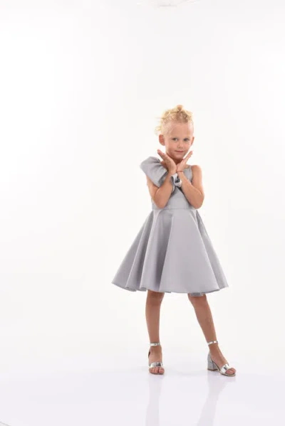 Tulleen Ruffle-detail One-shoulder Dress In Silver