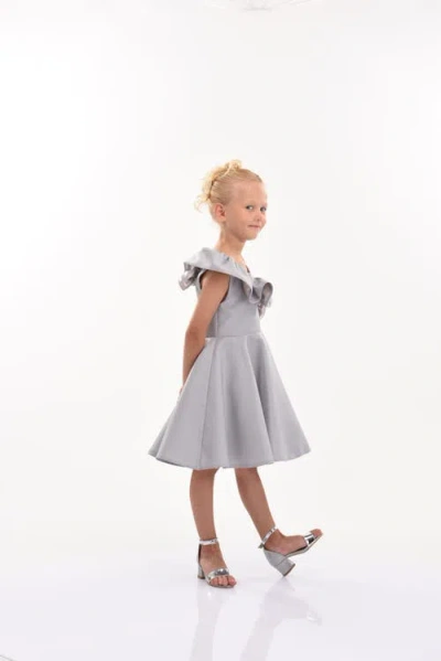 Tulleen Ruffle-detail One-shoulder Dress In Silver