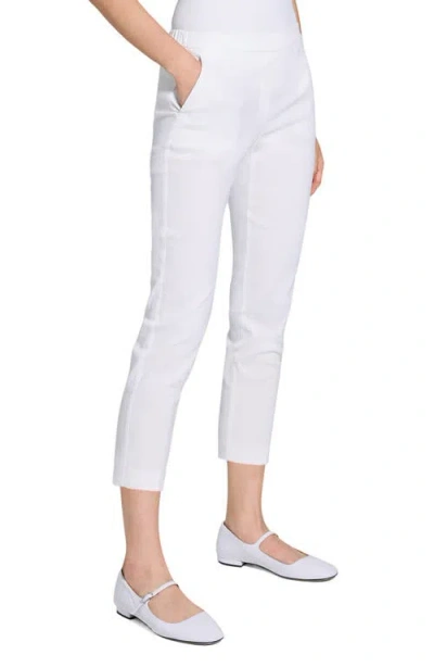 Theory Treeca Good Linen Cropped Pull-on Ankle Pants In White