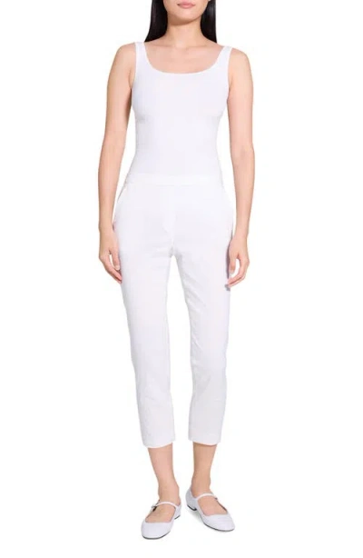 Theory Treeca Good Linen Cropped Pull-on Ankle Pants In White