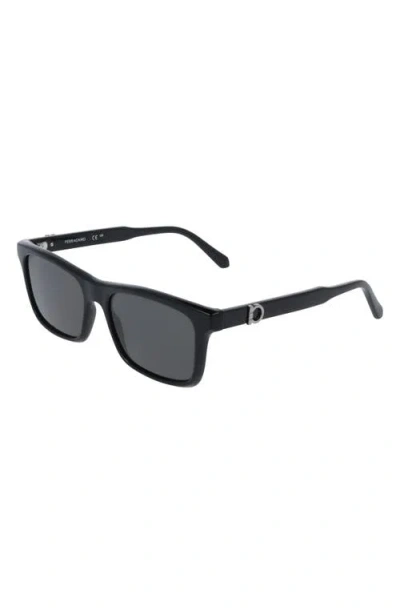 Ferragamo 55mm Rectangular Sunglasses In Black