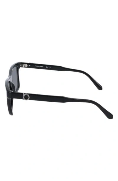 Ferragamo 55mm Rectangular Sunglasses In Black