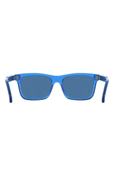 Ferragamo 55mm Rectangular Sunglasses In Transparent Dark Blue