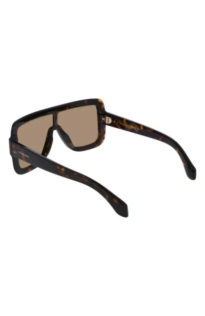 Ferragamo Rivet Acetate Shield Sunglasses In Dark Tortoise