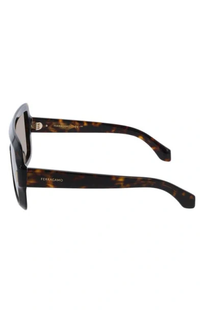 Ferragamo Rivet Acetate Shield Sunglasses In Dark Tortoise