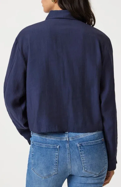 Mavi Jeans Crop Button-up Shirt In Naval Academy