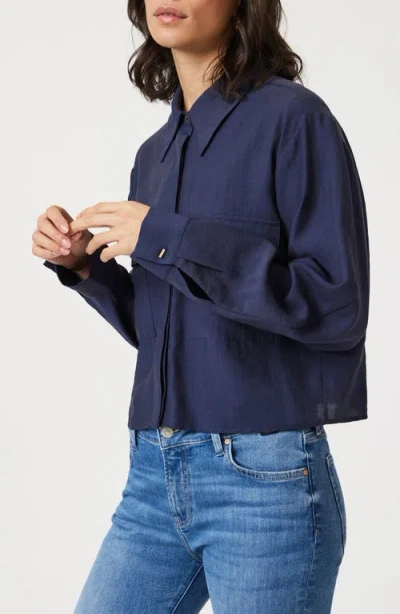 Mavi Jeans Crop Button-up Shirt In Naval Academy