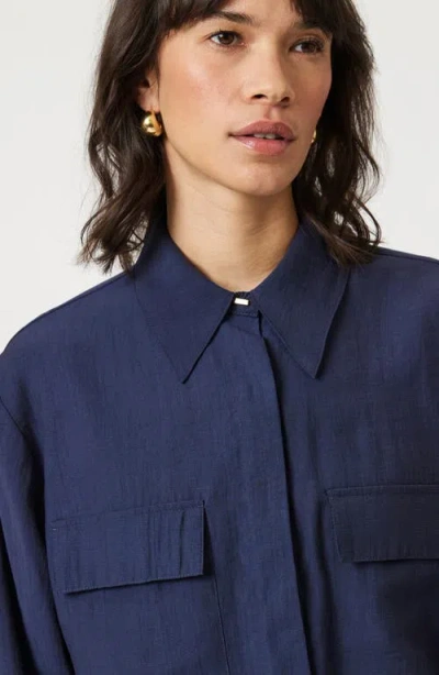 Mavi Jeans Crop Button-up Shirt In Naval Academy