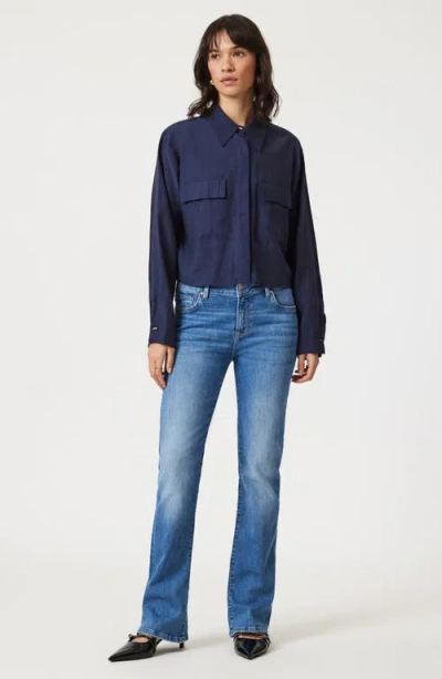 Mavi Jeans Crop Button-up Shirt In Naval Academy