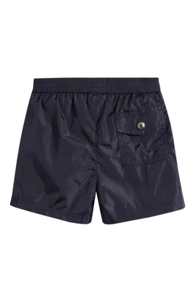 Moncler Kids' Logo Patch Swim Trunks In Navy