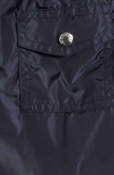 Moncler Kids' Logo Patch Swim Trunks In Navy