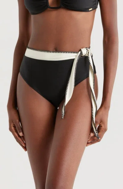 Boamar Sophie Tie Waist Bikini Bottoms In Black White