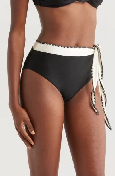 Boamar Sophie Tie Waist Bikini Bottoms In Black White