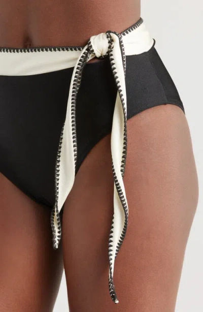 Boamar Sophie Tie Waist Bikini Bottoms In Black White