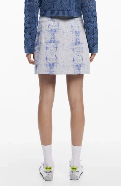 Desigual Distressed Pattern Miniskirt In Light Blue