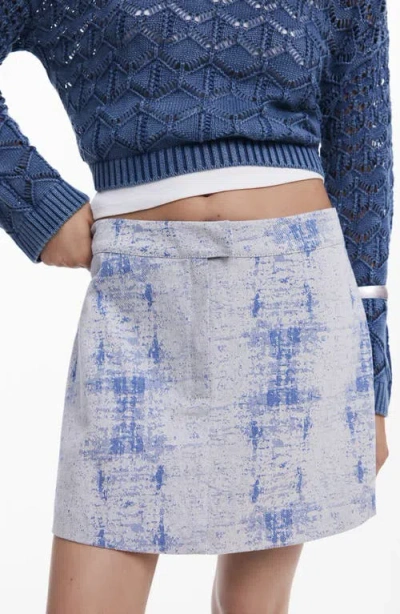 Desigual Distressed Pattern Miniskirt In Light Blue