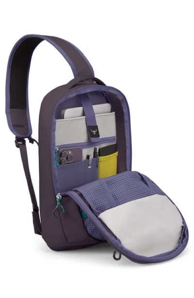 Osprey Transporter Water Resistant Sling Bag In Euphoria Purple/purple Ink
