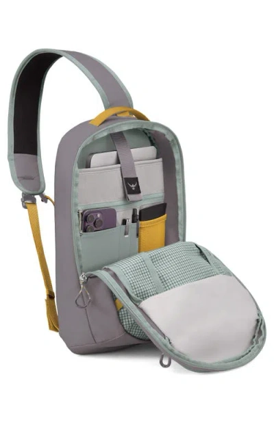 Osprey Transporter Water Resistant Sling Bag In Frosty Mint/soundwave Grey