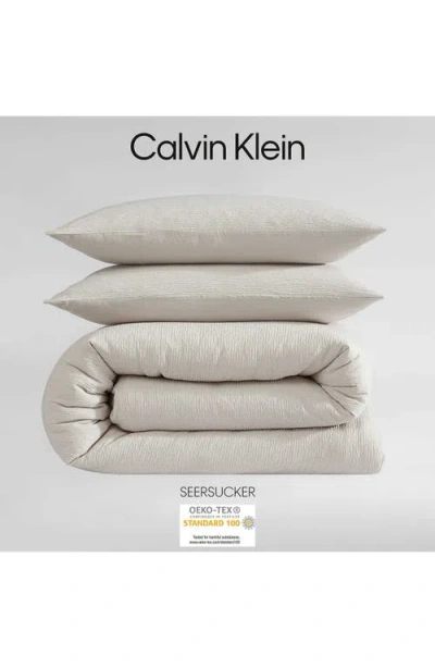 Calvin Klein Seersucker Comforter & Sham Set In Light Beige