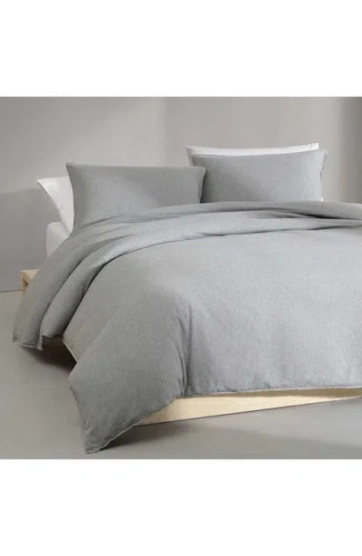 Calvin Klein Mélange Flannel Comforter & Sham Set In Silver Grey