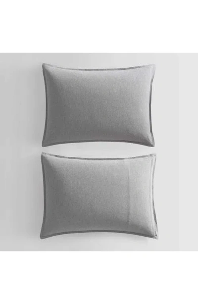 Calvin Klein Mélange Flannel Comforter & Sham Set In Silver Grey