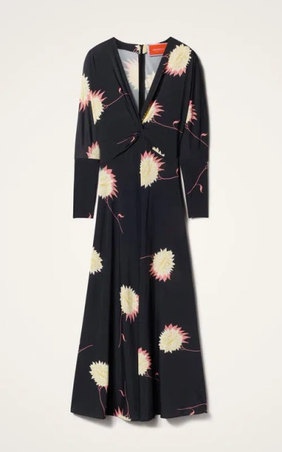 La Doublej Xx Floral Jersey Maxi Dress In Derby Black