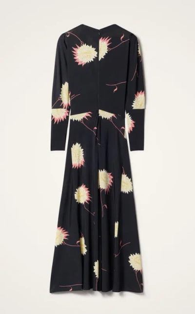La Doublej Xx Floral Jersey Maxi Dress In Derby Black
