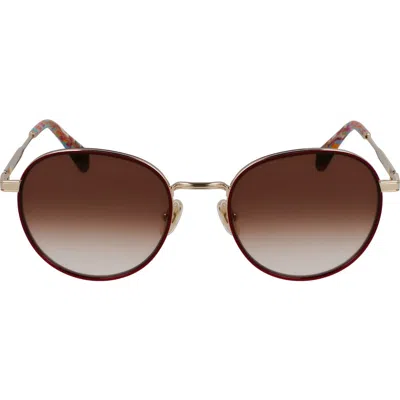 Paul Smith Mabley 53mm Gradient Round Sunglasses In 722 Gold/burgundy