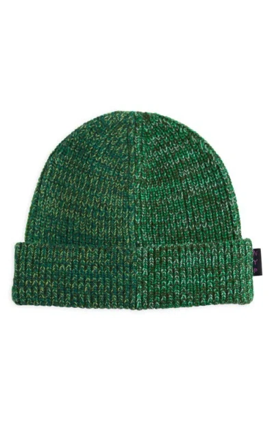 Waste Yarn Project Kaja Colorblock One Of A Kind Beanie In Tonal Green