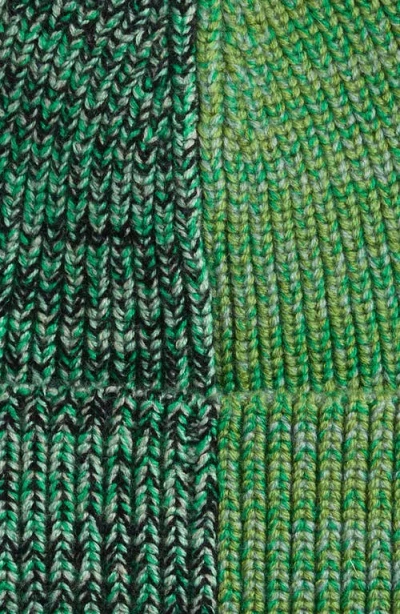 Waste Yarn Project Kaja Colorblock One Of A Kind Beanie In Tonal Green