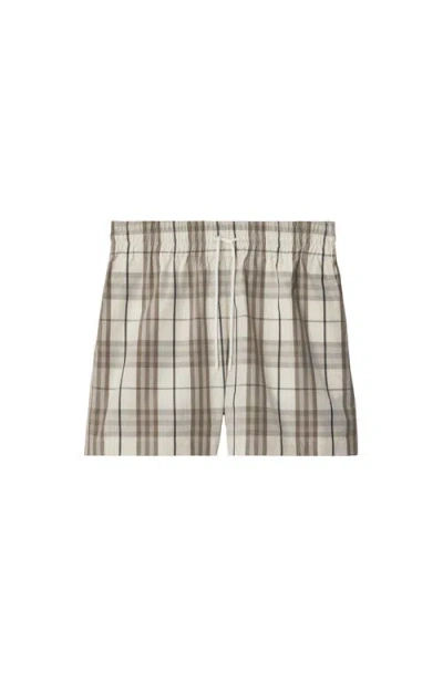 Burberry Cotton Check Drawstring Shorts In White