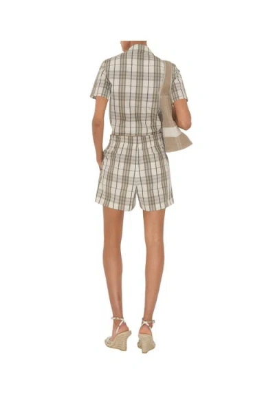 Burberry Cotton Check Drawstring Shorts In White