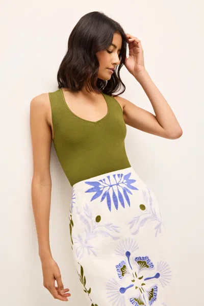 Marie Oliver Miranda Ribbed Knit Tank In Pesto In White