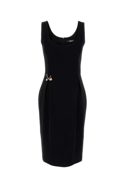 Versace Safety Pin Midi Dress In Black